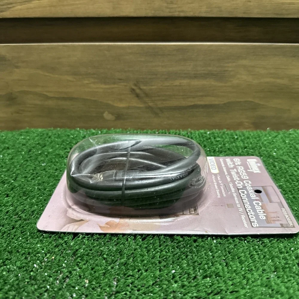 Uninex RG5906BK: Coaxial Cable w/ Twist-On‎ Connectors, Video 6 ft. - Black